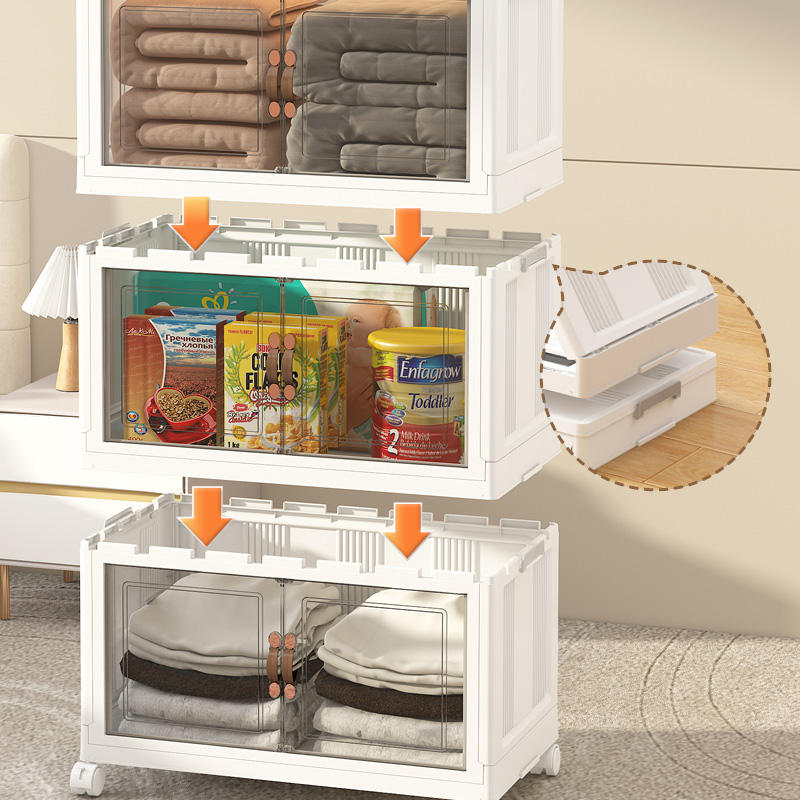 Kit Cajas Organizadoras Apilables con Ruedas y Puerta Frontal