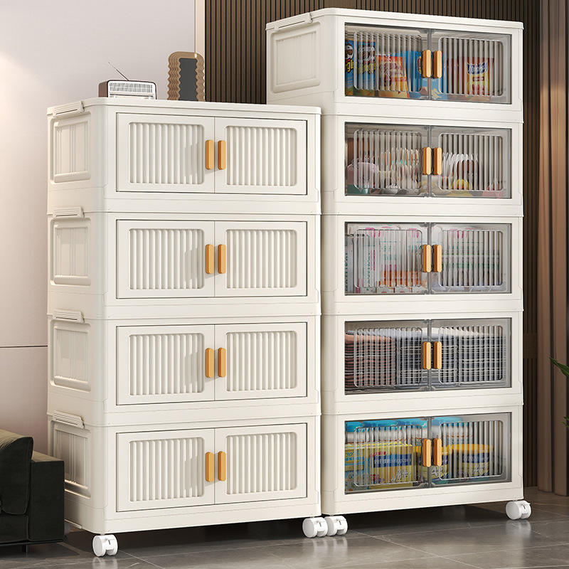 Kit Cajas Organizadoras Apilables con Ruedas y Puerta Frontal